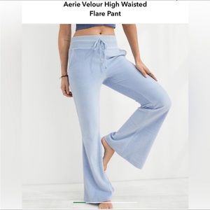 Aerie high waisted velour flare pants, size Large tall